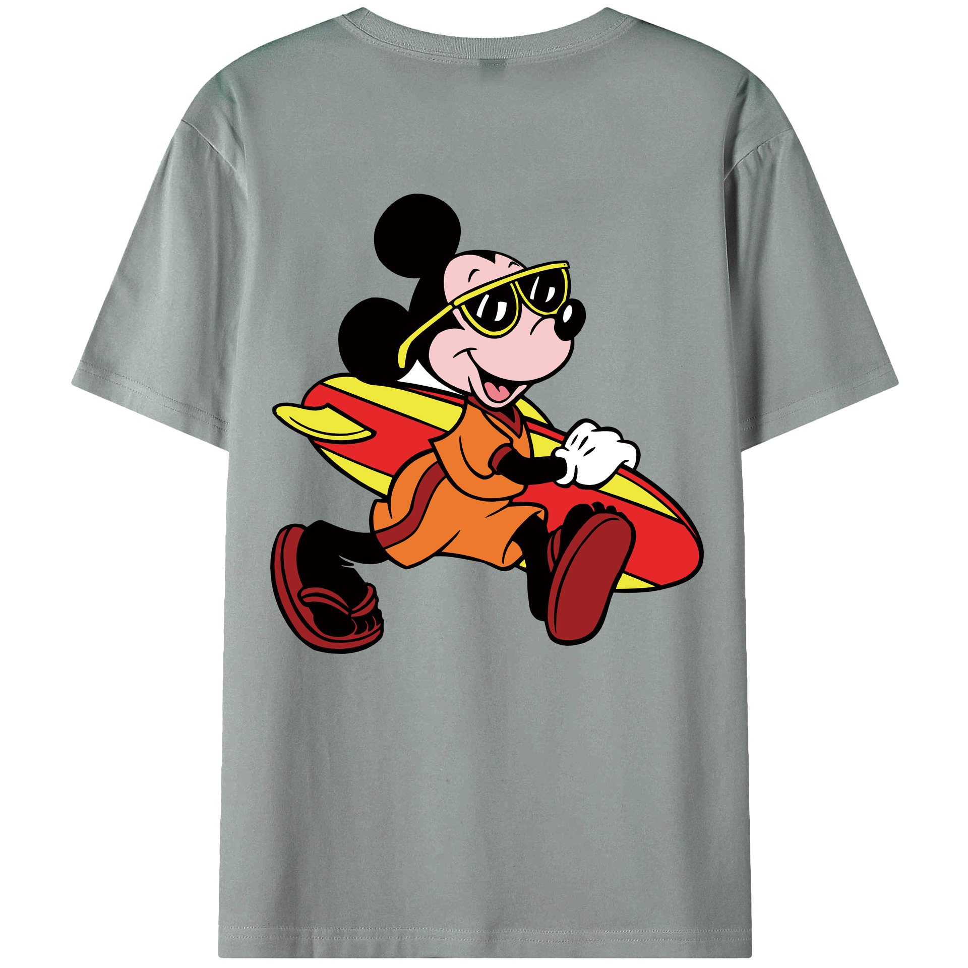 ミッキーマウス Mickey Mouse 綿100％ メンズ半袖Tシャツ（バックプリント） 通気性